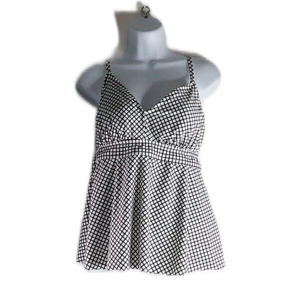 Kona Sol Other - Kona Sol - Black / White Plaid Swimsuit Top - Size XL